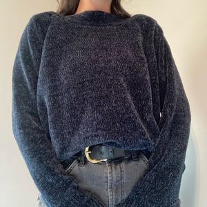 Soft Navy Chenille Boatneck Sweater